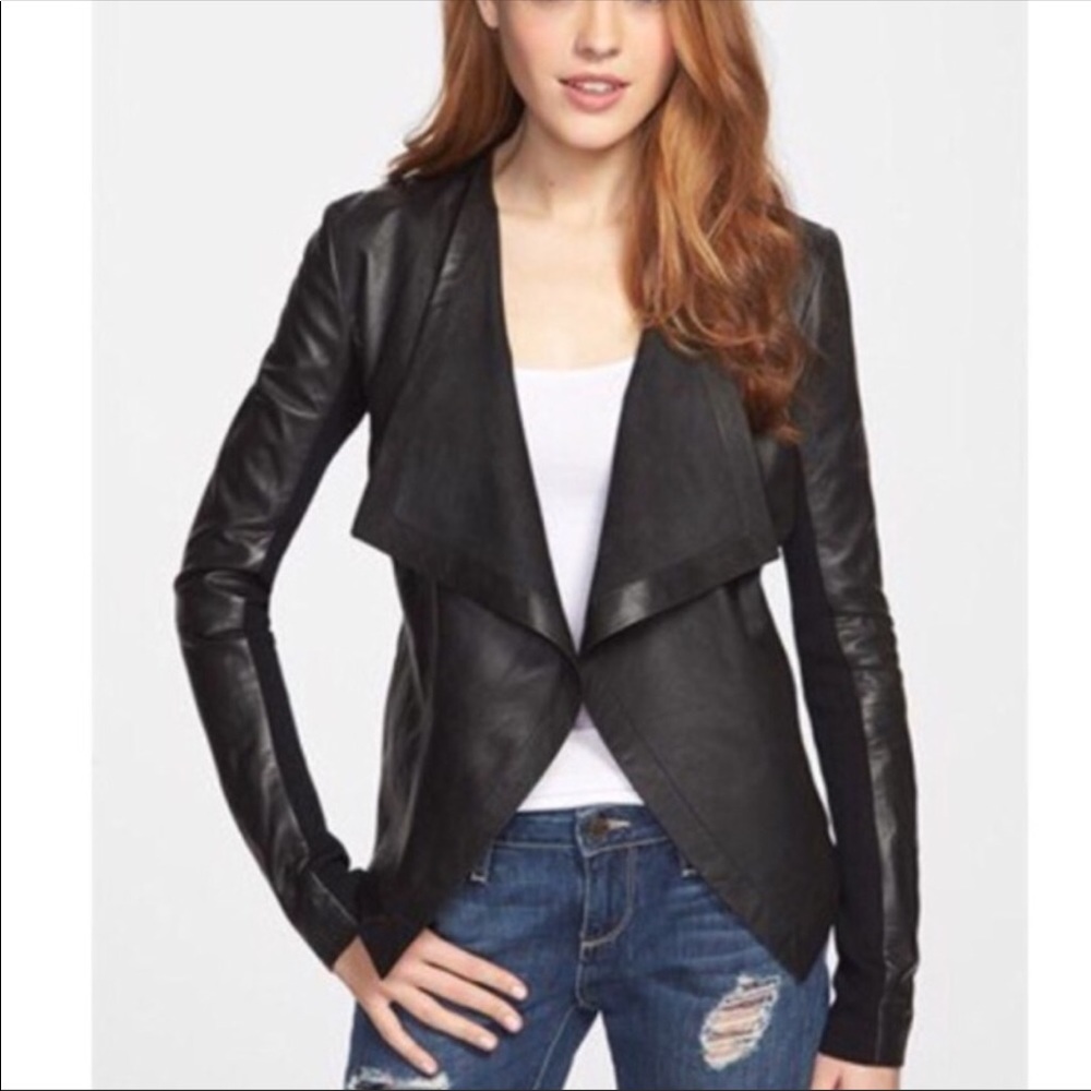 Halogen black leather jacket.